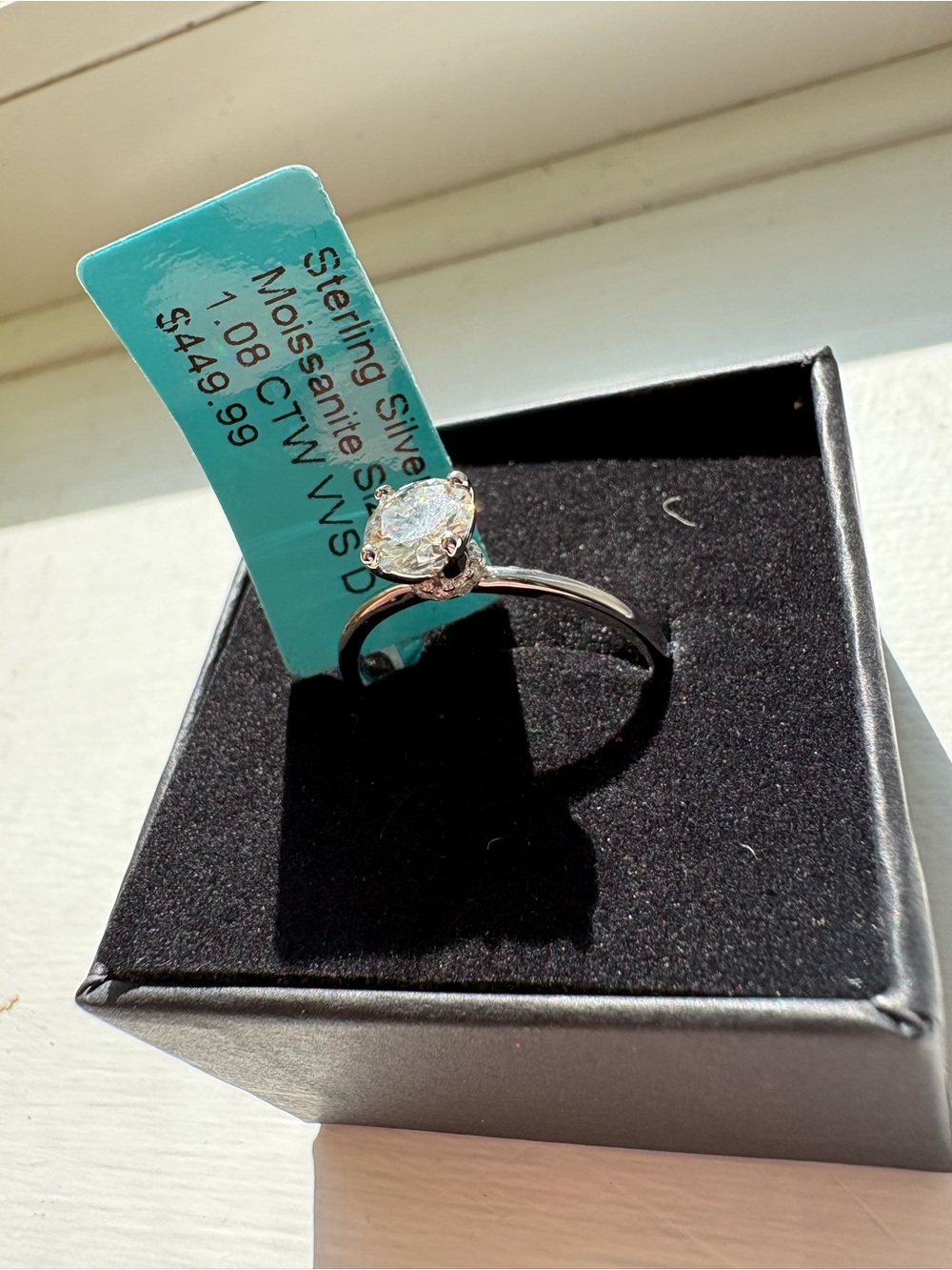Sterling Silver Moissanite Solitaire Ring in White
